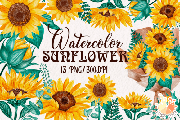 Download Watercolor Sunflower Clipart Set - Sunflower clipart set Collection