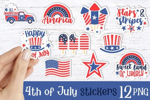 Download 4th of July Stickers Set PNG - Set png Collection