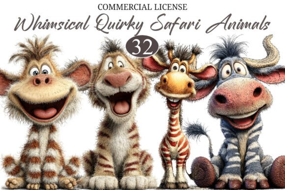 Download Whimsical Quirky Safari Animals Clipart - Animal Collection