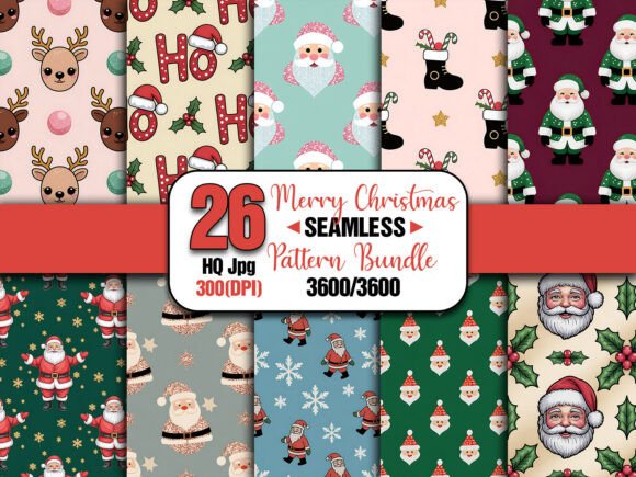 Download Merry Christmas Santa Pattern Bundle - Premium Bundle
