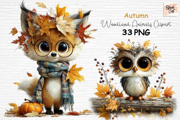 Download Autumn Woodland Animals Clipart Set PNG - Set png Collection