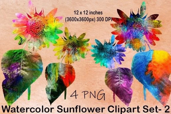 Download Watercolor Sunflower Clipart Set- 2 - Premium Resources