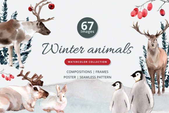 Download Winter Animals Watercolor Collection - Animal Collection