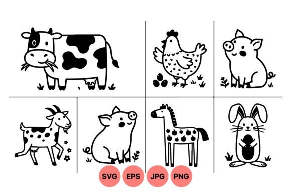 Download Cute Farm Animal Clipart Set - Animal Collection