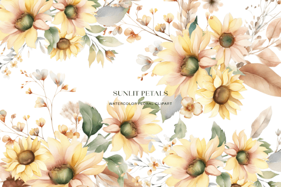 Download Watercolor Sunflower Floral Clipart Set - Premium Bundle