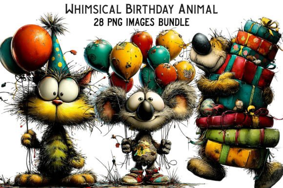 Download Whimsical Birthday Animal Clipart Bundle - Animal Collection
