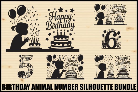 Download Birthday Animal Number Silhouette Bundle - Animal Collection