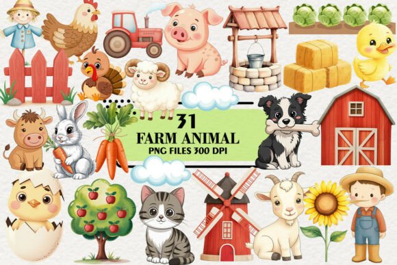 Download Kawaii Farm Animal Clipart Bundle - Animal Collection