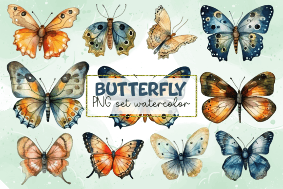Download Watercolor Butterfly Set PNG - Set png Collection