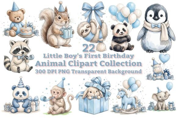 Download Little Boy First Birthday Animal Clipart - Animal Collection