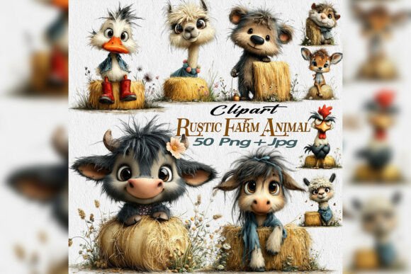 Download Rustic Farm Animal Clipart Bundle PNG - Animal Collection