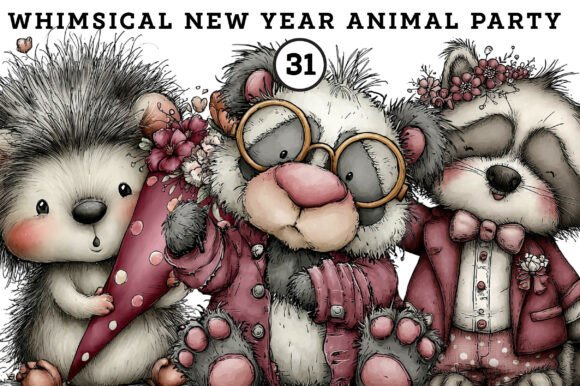Download Whimsical New Year Animal Party Clipart - Animal Collection