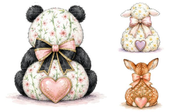Download Watercolor Animal Floral Bow PNG Clipart - Animal Collection