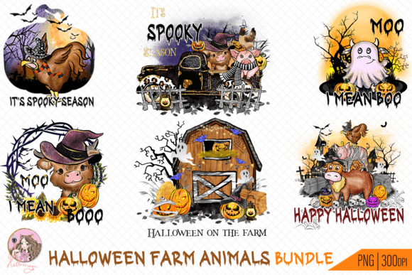 Download Halloween Animal Farm Bundle Sublimation - Animal Collection