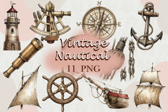 Download Vintage Nautical Clipart Set PNG - Set png Collection