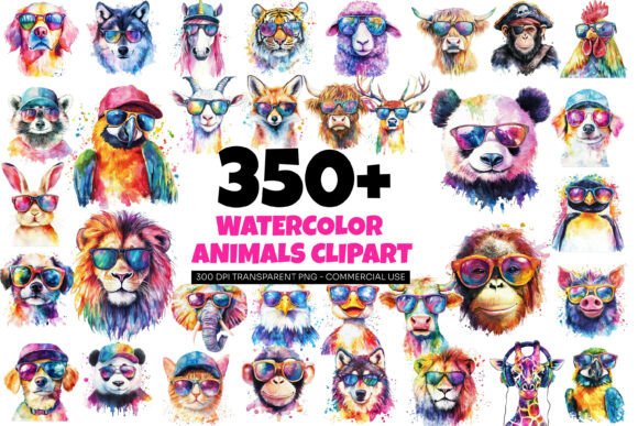 Download 357 Watercolor Animal Clipart Bundle - Animal Collection