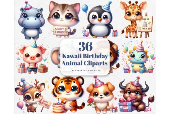 Download Kawaii Birthday Animal PNG Cliparts - Animal Collection
