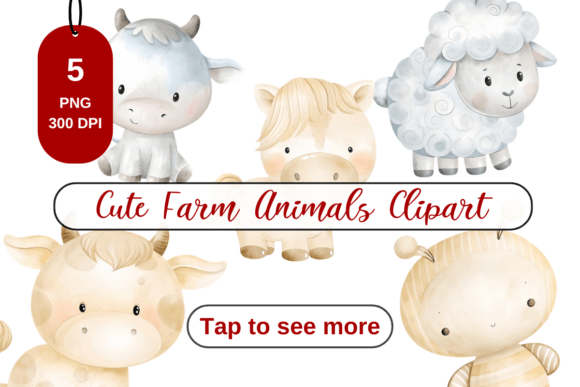 Download Cute Watercolor Farm Animals Clipart Set - Animal Collection