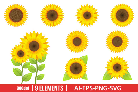 Download Sunflower Clipart Set - Sunflower clipart set Collection