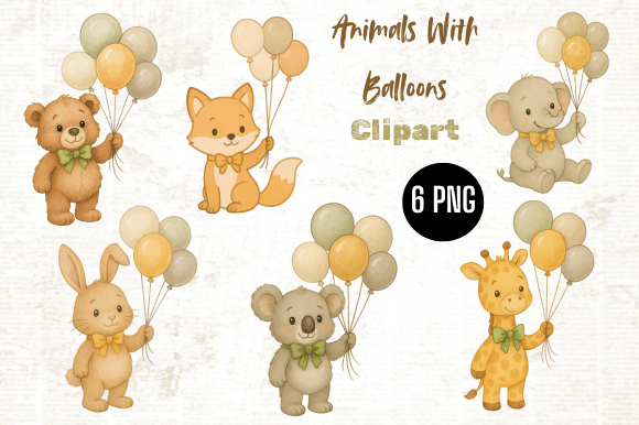 Download Animals with Balloons Png, Sublimation - Animal Collection