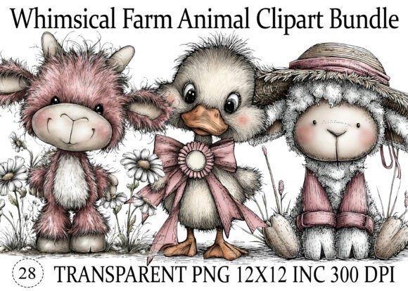 Download Whimsical Farm Animal Clipart Bundle - Animal Collection