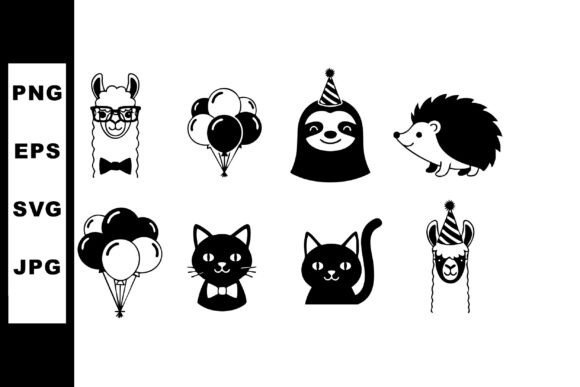 Download Cute Animal Party Icons with Balloons an - Animal Collection