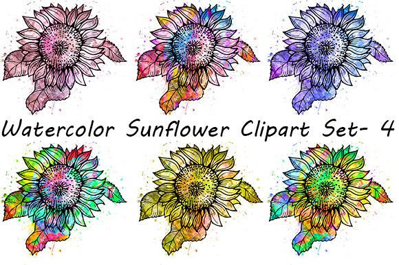 Download Watercolor Sunflower Clipart Set-4 - Premium Resources