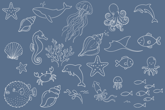 Download Ocean Sea Life Animals Doodle Clipart - Animal Collection