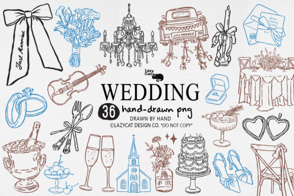 Download Wedding Hand Drawn Clipart Set PNG - Set png Collection