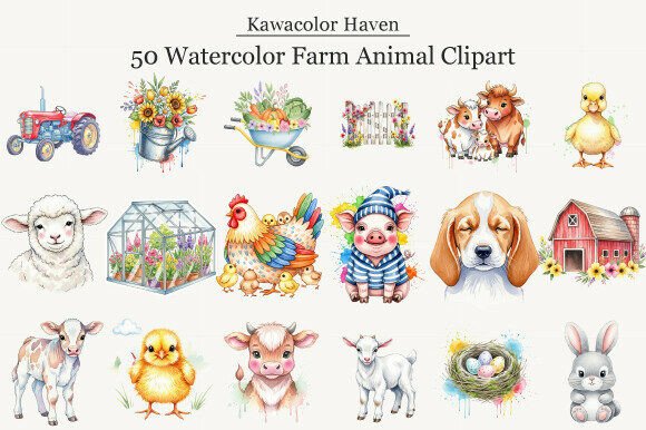 Download Watercolor Farm Animal Clipart - Animal Collection