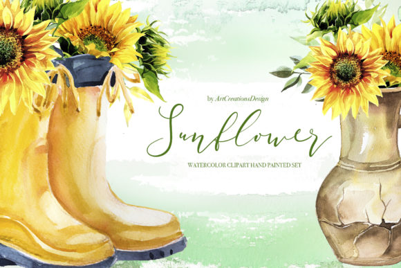 Download Watercolor Sunflower Clipart Set - Sunflower clipart set Collection