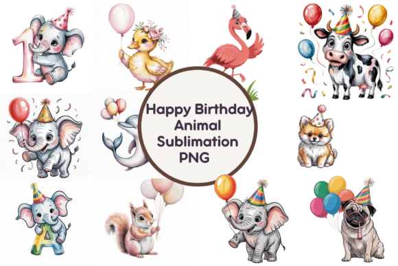 Download Happy Birthday Animal Sublimation - Animal Collection