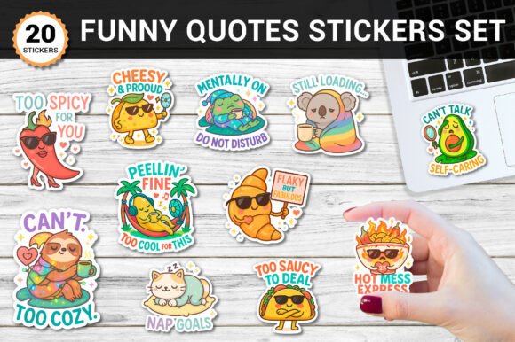 Download Funny Quotes Stickers Set PNG - Set png Collection