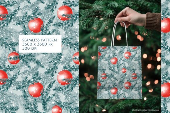Download Watercolor Christmas Ornaments Pattern - Premium Resources