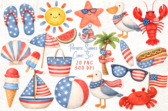 Download Patriotic Summer Clipart Set PNG - Set png Collection
