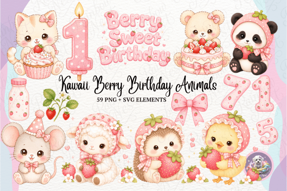 Download Kawaii Berry Birthday Animals - Animal Collection