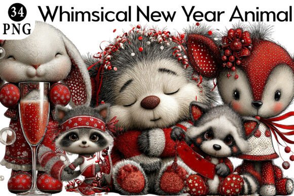 Download Whimsical New Year Animal Party Clipart - Animal Collection
