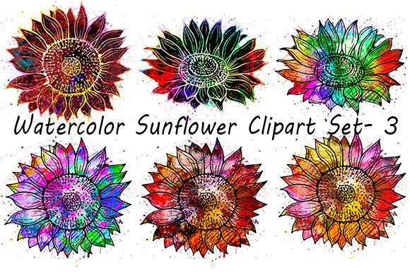 Download Watercolor Sunflower Clipart Set- 3 - Sunflower clipart set Collection