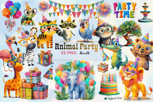 Download Animal Party Clipart Bundle - Animal Collection