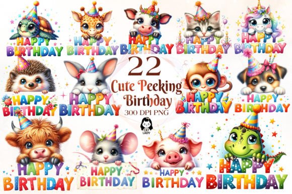 Download Peeking Birthday Animal Clipart Bundle - Animal Collection