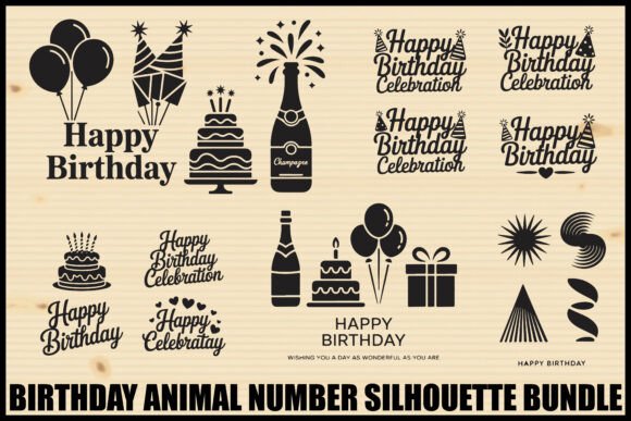 Download Birthday Animal Number Silhouette Bundle - Animal Collection