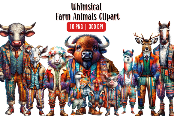 Download Watercolor Whimsical Farm Animal Clipart - Animal Collection