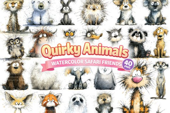 Download Quirky Watercolor Animal PNG Bundle - Animal Collection