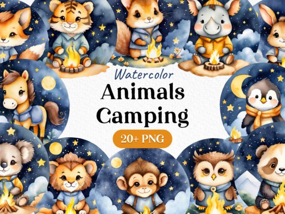 Download Watercolor Animal Campfire Clipart PNG - Animal Collection