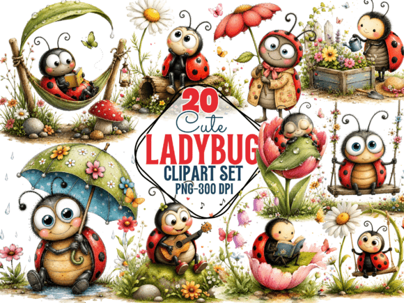 Download Ladybug Clipart Set PNG , Spring Bug - Set png Collection