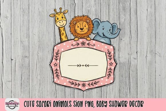 Download Cute Safari Animals Sign PNG, Baby Shower Decor - Animal Collection