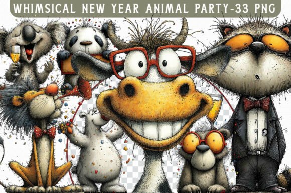 Download Whimsical New Year Animal Party Clipart - Animal Collection
