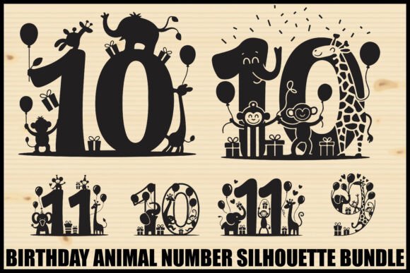 Download Birthday Animal Number Silhouette Bundle - Animal Collection