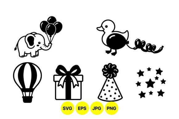 Download Cute Animal Party Icons SVG - Animal Collection