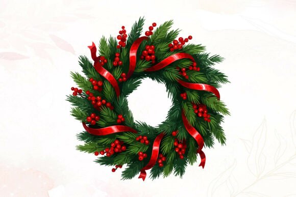 Download Festive Holiday Pine Wreath Border - Festive Collection